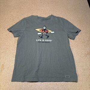 Life is Good Men Short Sleeve Crusher Tee Jake Kayak Size L Green